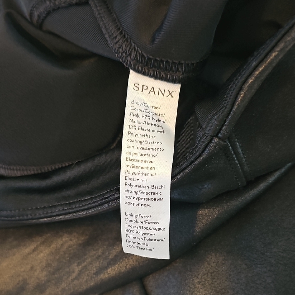 SPANX Faux Leather Leggings Black, Womens Medium Stretch - Picture 9 of 13